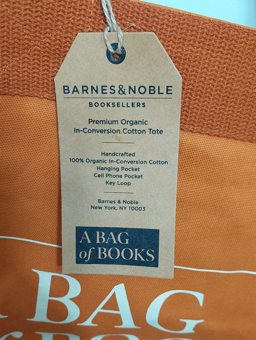 Barnes & Noble Tote Bag Rust Orange Organic Cotton - Picture 5 of 12